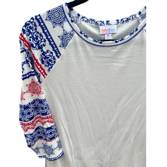NWT M Randy baseball t, LuLaRoe, white, red, blue, americana - Picture 2 of 3